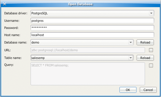 Database query dialog